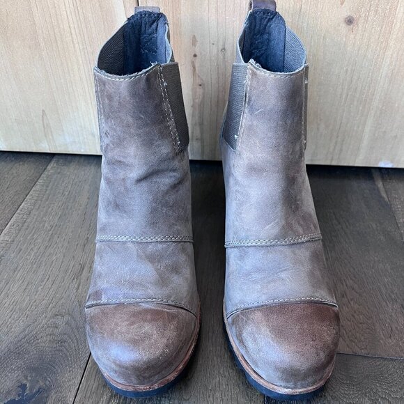 Sorel Addington Chelsea Heeled Boots Brown Leather Ankle Booties Size 6.5 - Picture 6 of 8